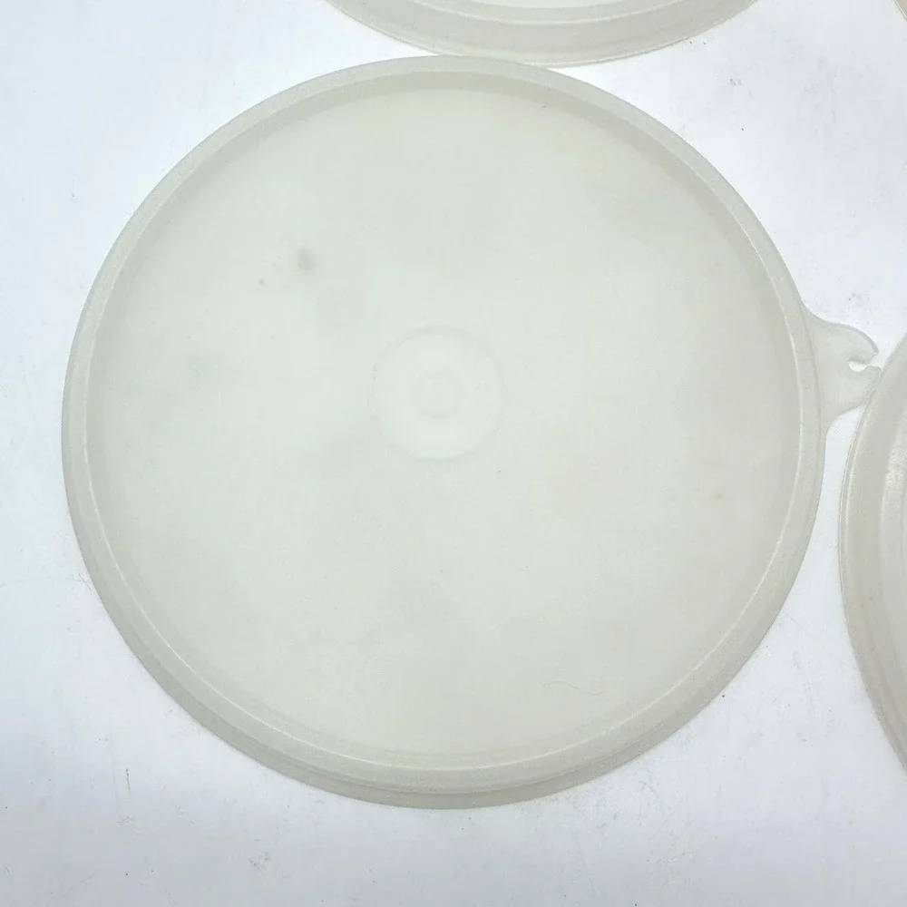 Tupperware Replacement Lids 4 Pack 800-48 Sheer White Round Plastic Vintage